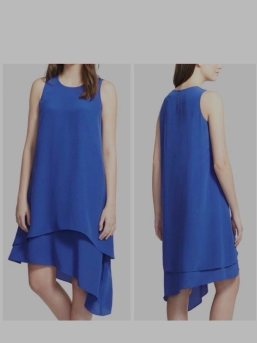 Eileen Fisher Silk Georgette Crepe Asymmetrical Layered Midi Dress Size XL
